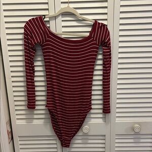 Striped Burgundy Kids One Piece
